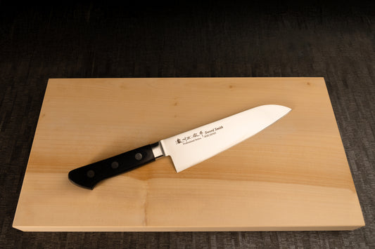 Santoku Knife 180mm (7.1") – AUS-8 – Black Pakka Wood Handle