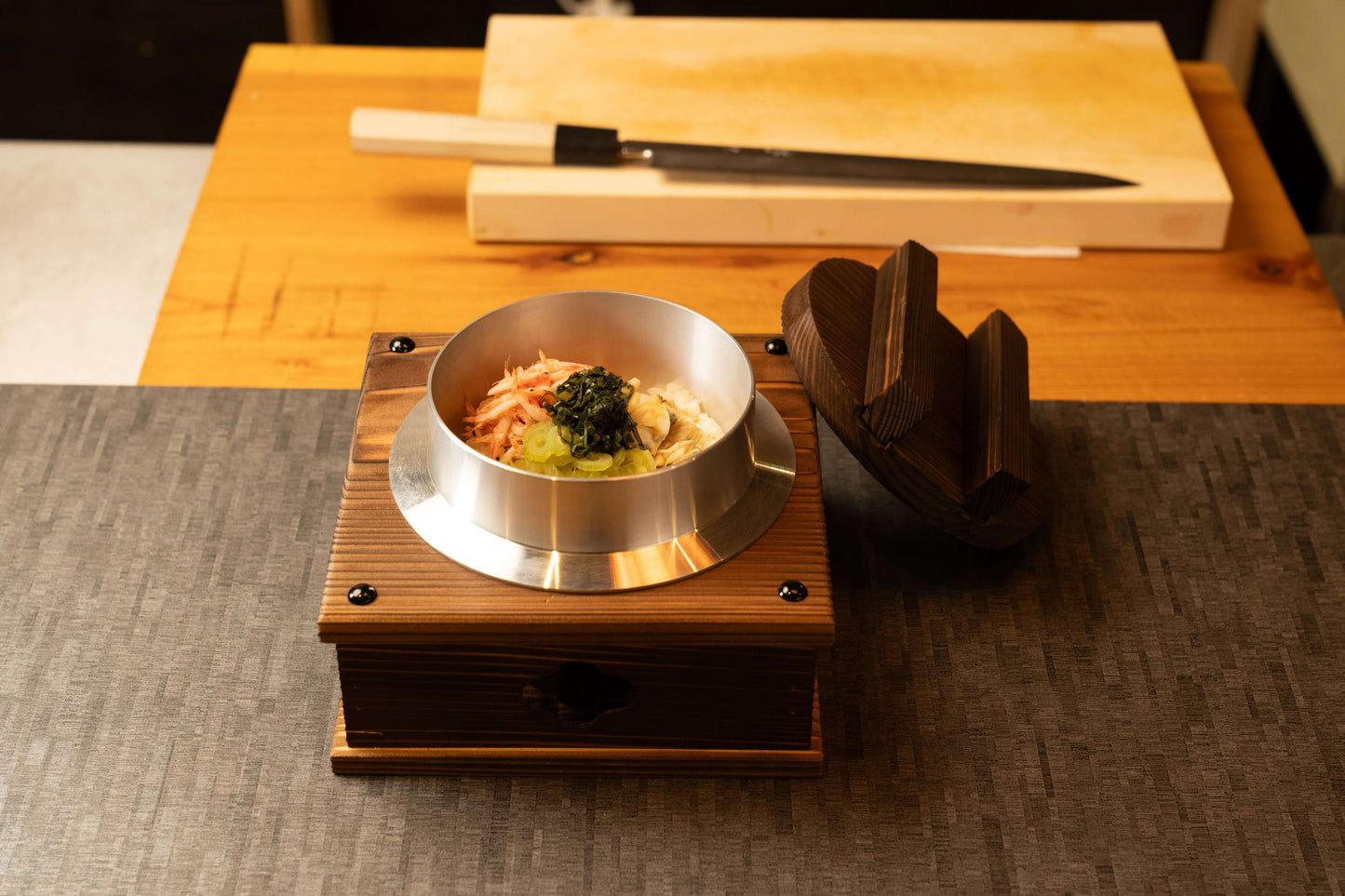 Molde de sushi prensado de ciprés japonés