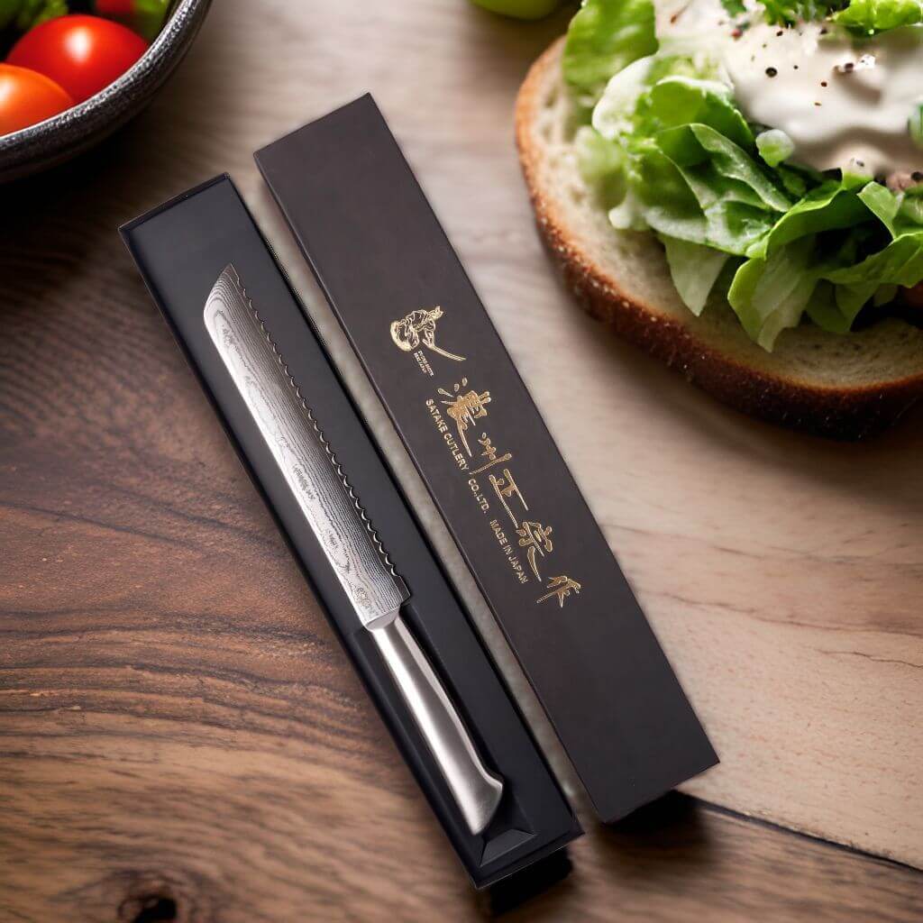 Japanese Seki Bread Damascus Knife 200mm | Samurai Masterpieces | Samurai Masterpieces