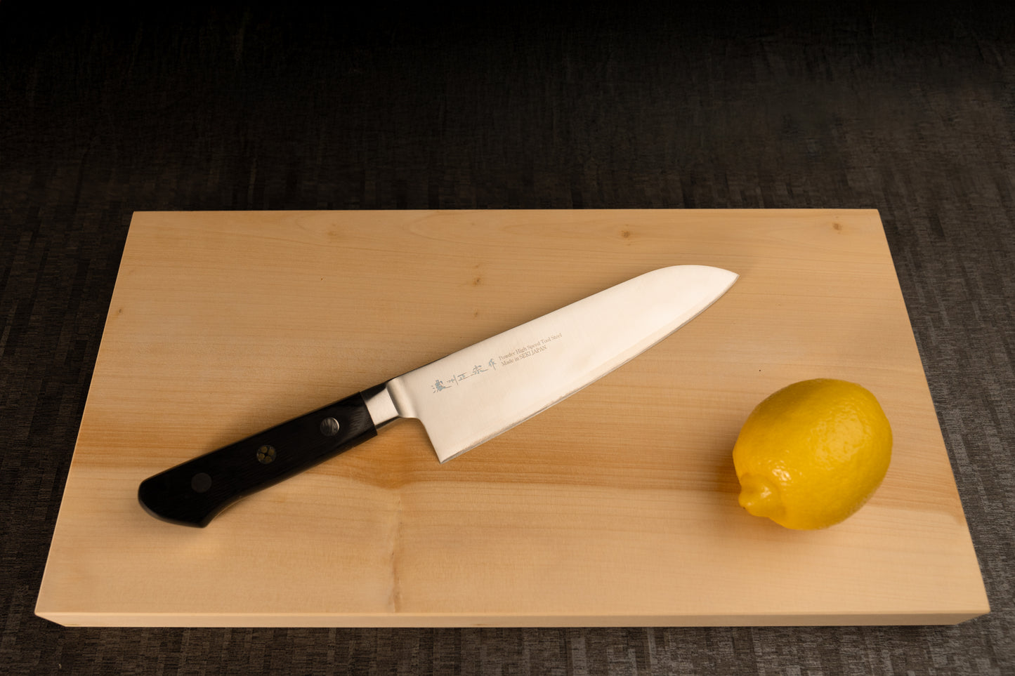 Santoku Knife 180mm (7.1") – High-Speed Steel – Black Pakka Wood Handle