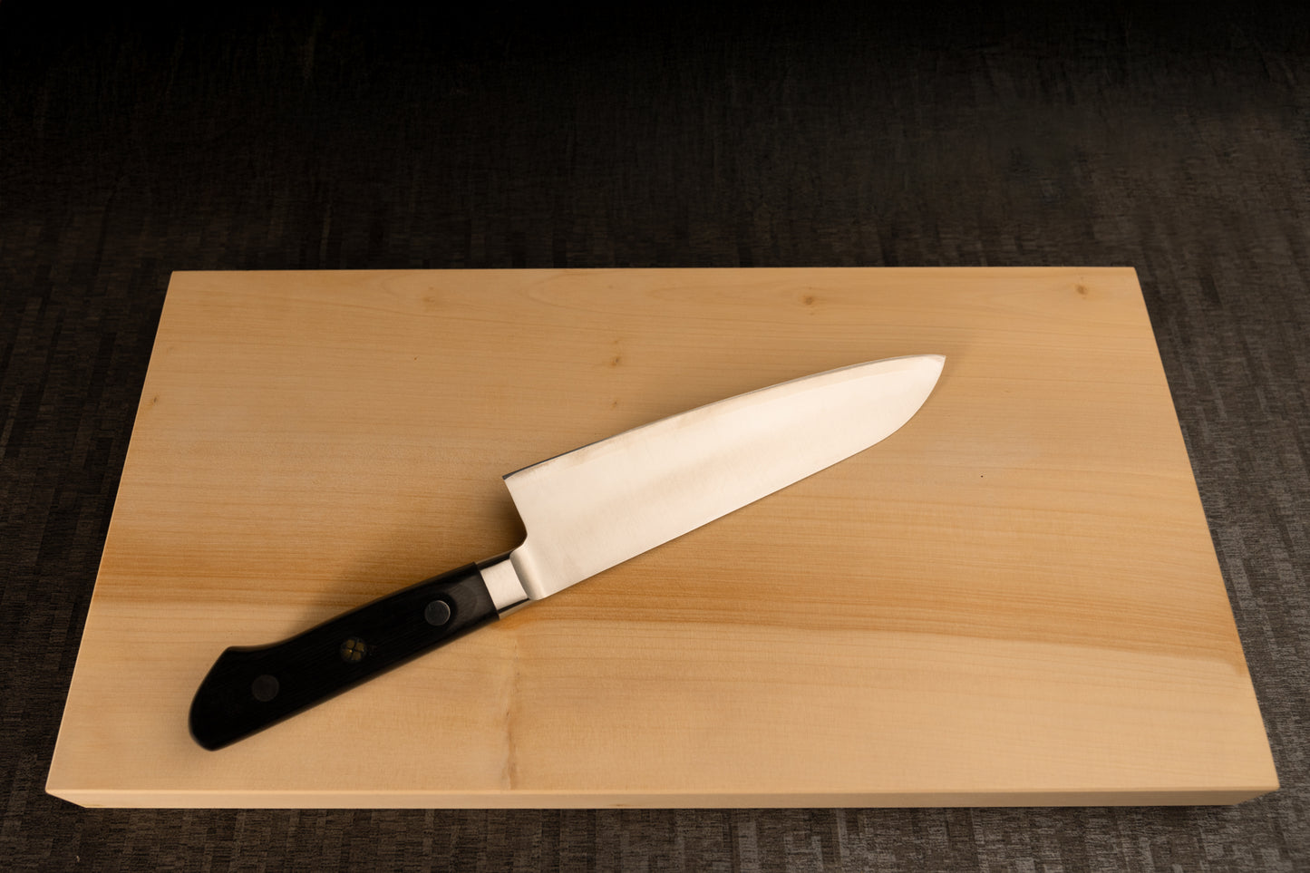 Santoku Knife 180mm (7.1") – High-Speed Steel – Black Pakka Wood Handle