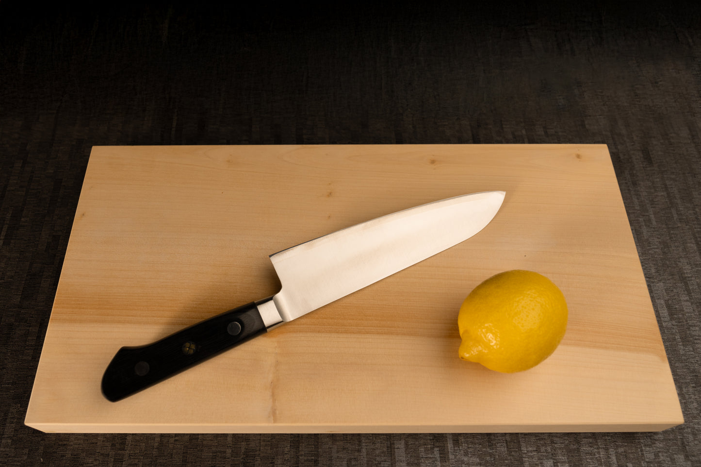 Santoku Knife 180mm (7.1") – High-Speed Steel – Black Pakka Wood Handle