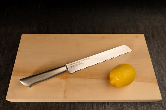 Bread Knife 200mm (7.9") – Damascus AUS10 – 18-8 Stainless Steel Handle