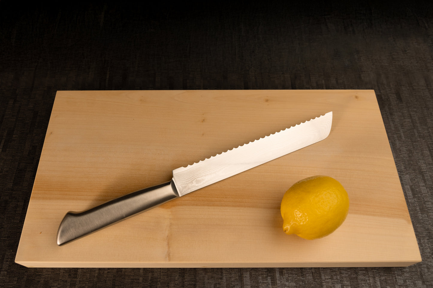 Bread Knife 200mm (7.9") – Damascus AUS10 – 18-8 Stainless Steel Handle