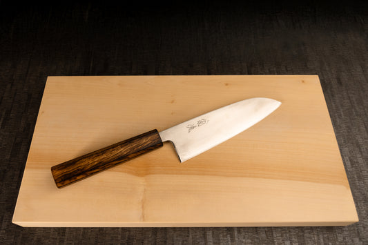Santoku Knife 165mm (6.5") – Shirogami No.1 – Burnt Oak Handle
