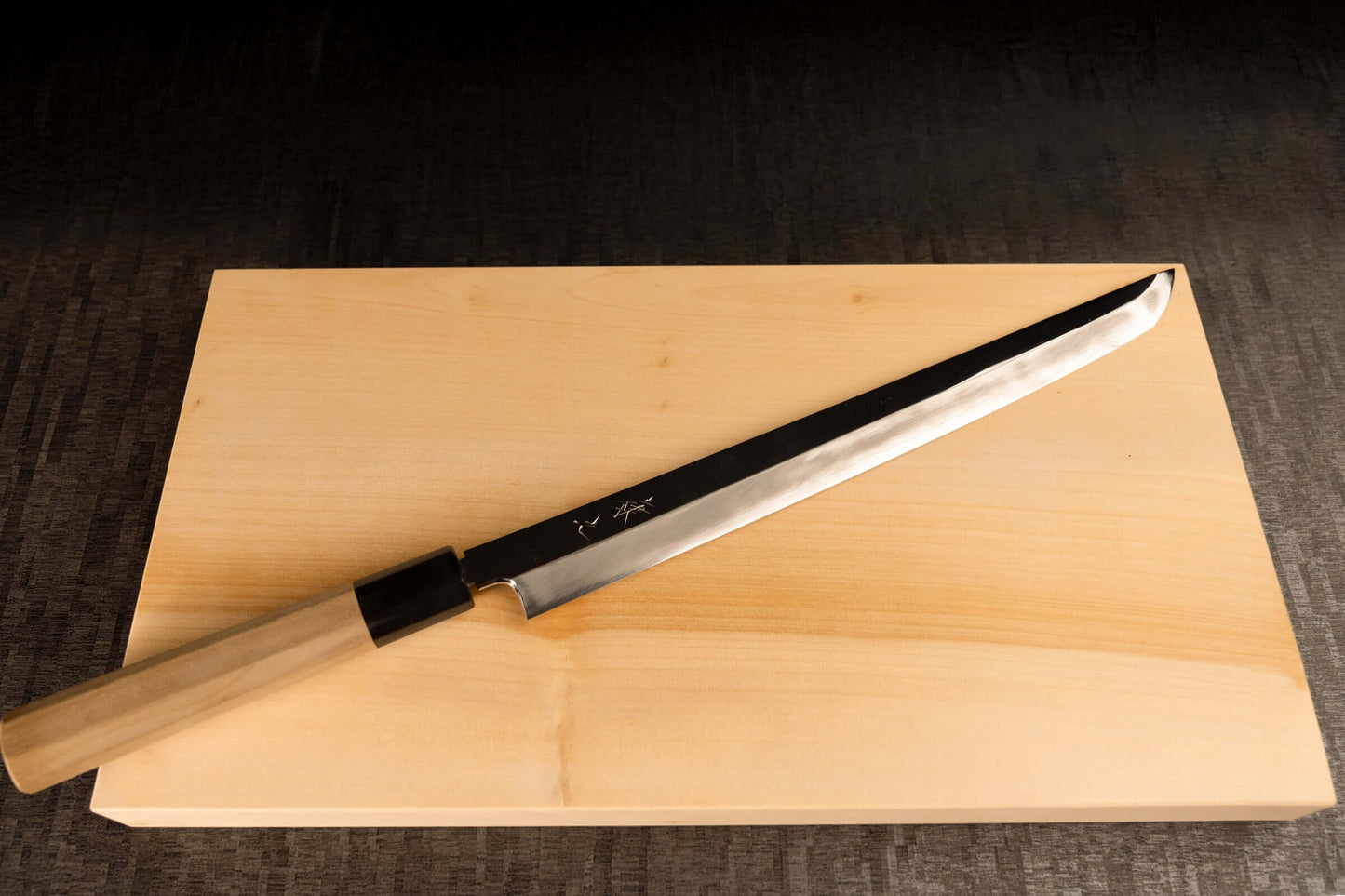 Sashimi Knife 300mm (11.8") – High-Grade Stainless Steel – Magnolia Wood Handle – One-of-a-Kind (Takobiki Style, Mirror Finish)