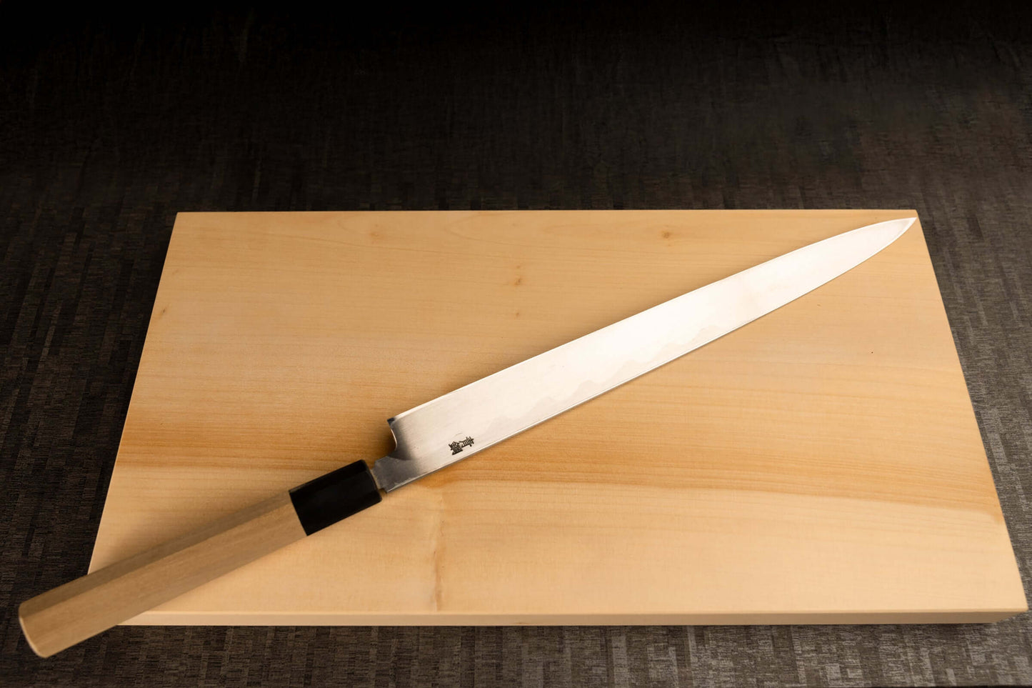 Sashimi Knife 300mm (11.8") – Blue Steel – Natural Wood Handle – One-of-a-Kind (Fugubiki Style)