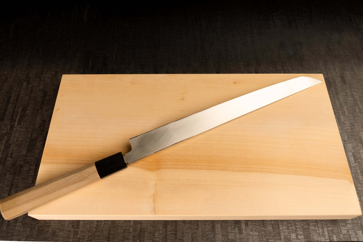 Sashimi Knife 300mm (11.8") – High-Grade Stainless Steel – Magnolia Wood Handle – One-of-a-Kind (Takobiki Style, Mirror Finish)