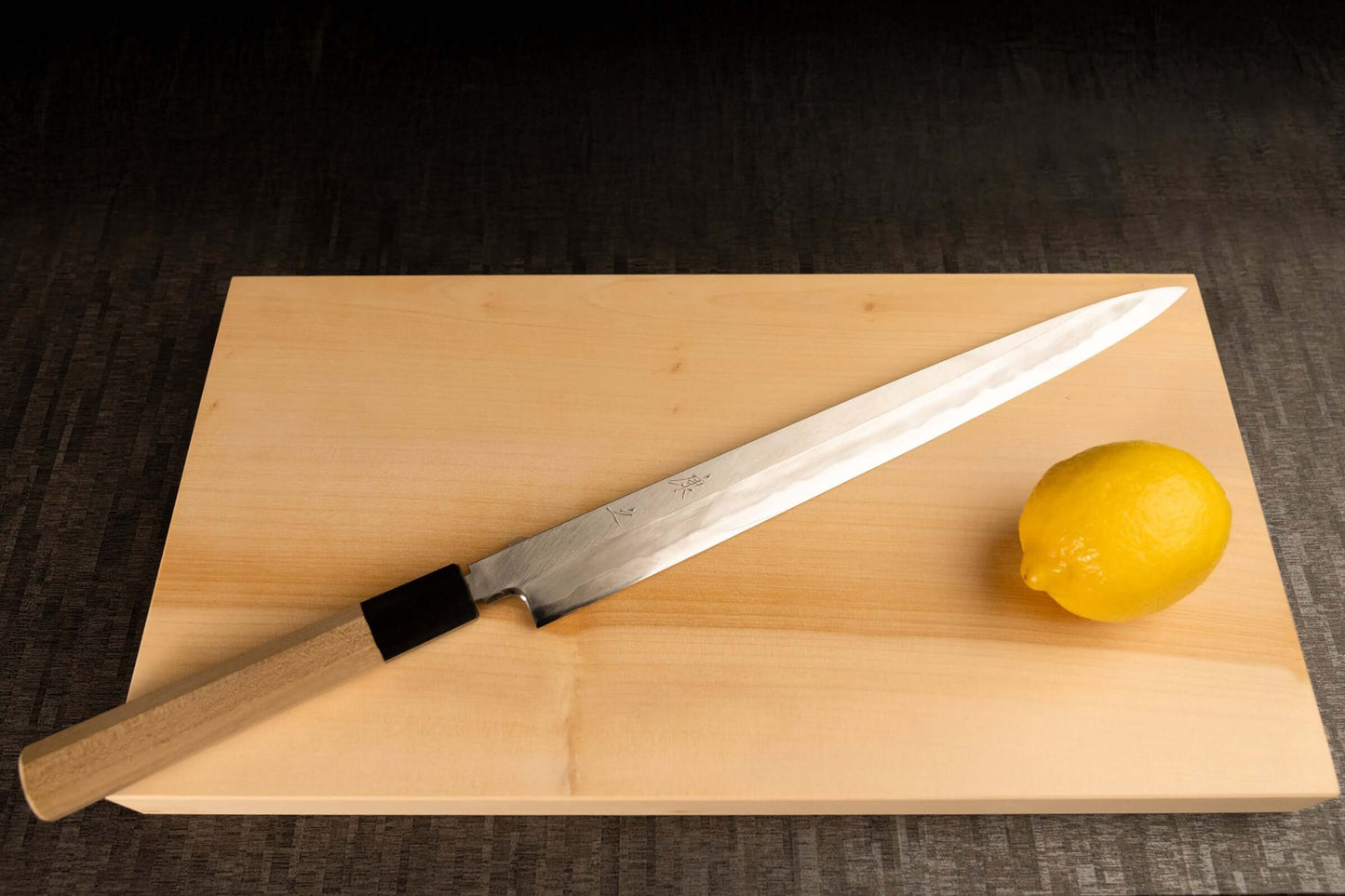 Sashimi Knife 300mm (11.8") – Blue Steel – Natural Wood Handle – One-of-a-Kind (Fugubiki Style)