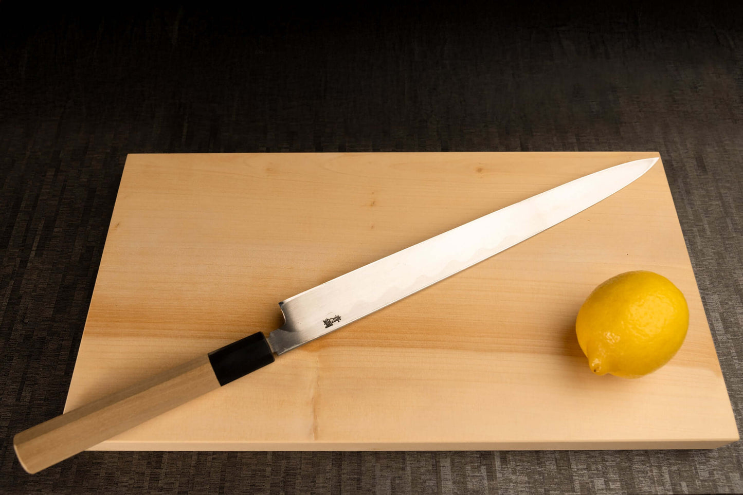 Sashimi Knife 300mm (11.8") – Blue Steel – Natural Wood Handle – One-of-a-Kind (Fugubiki Style)