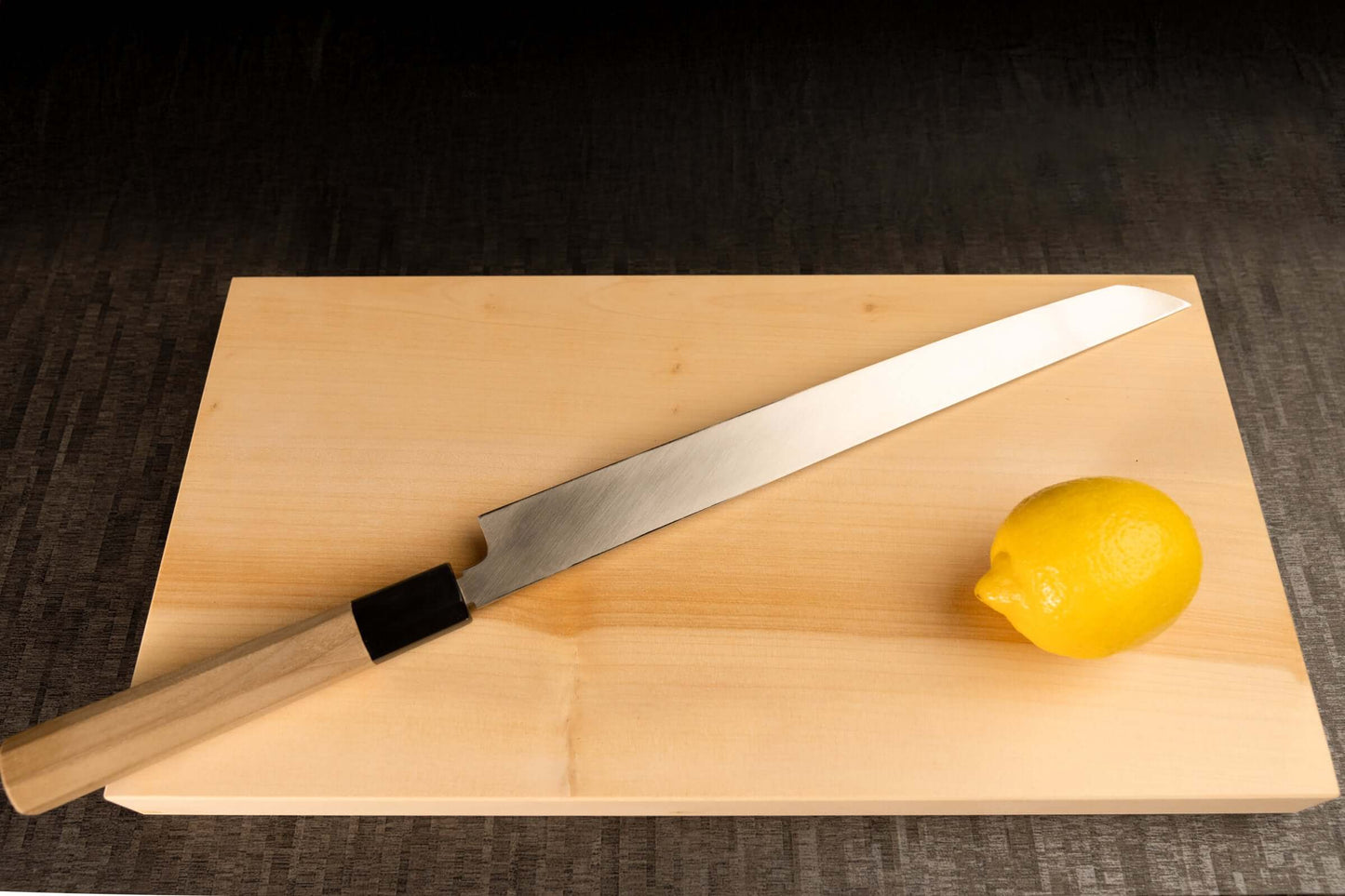 Sashimi Knife 300mm (11.8") – High-Grade Stainless Steel – Magnolia Wood Handle – One-of-a-Kind (Takobiki Style, Mirror Finish)