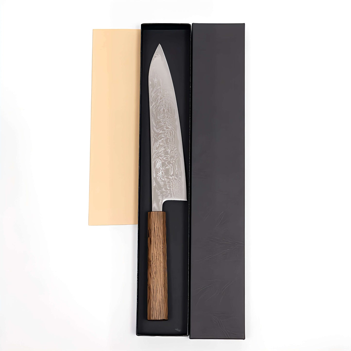 OUL 10A Damascus Uzu Japanese Chef's Knife 210 Black Oak Handle | Samurai Masterpieces