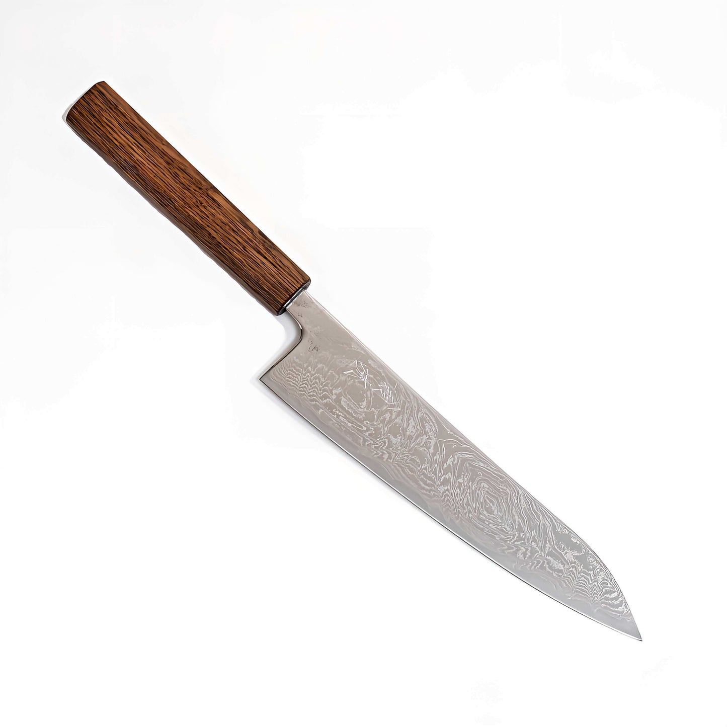 OUL 10A Damascus Uzu Japanese Chef's Knife 210 Black Oak Handle | Samurai Masterpieces