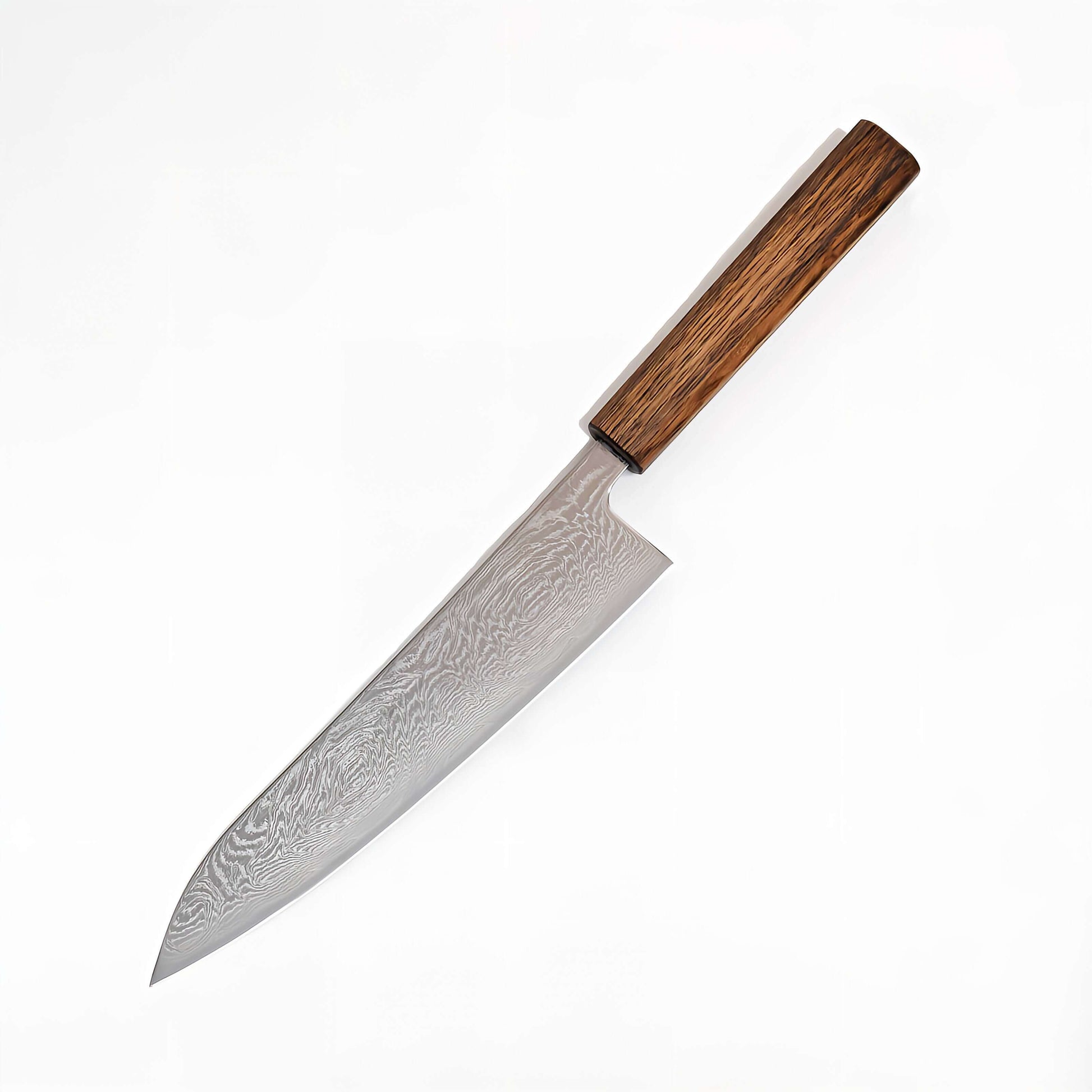 OUL 10A Damascus Uzu Japanese Chef's Knife 210 Black Oak Handle | Samurai Masterpieces