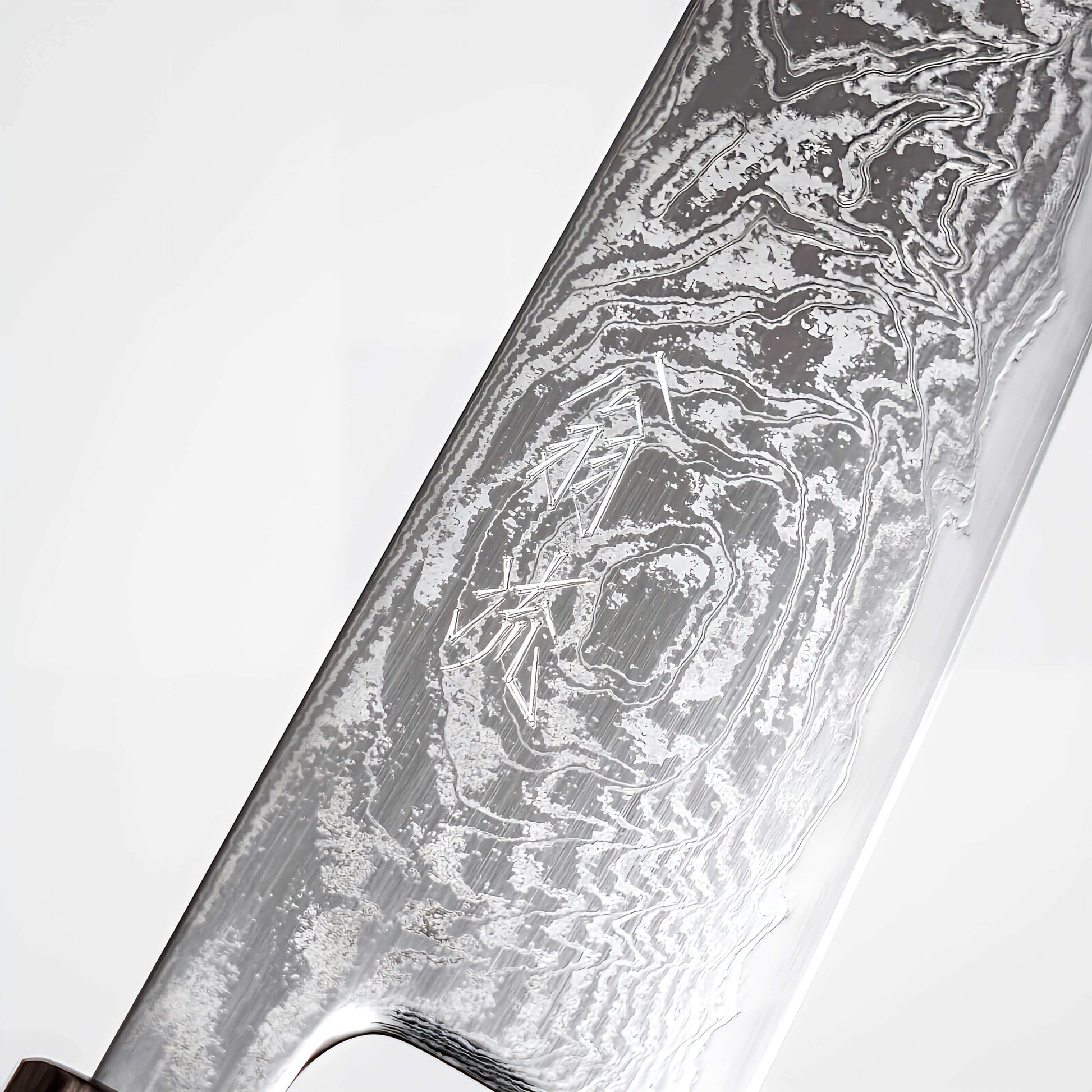 OUL 10A Damascus Uzu Japanese Chef's Knife 210 Black Oak Handle | Samurai Masterpieces