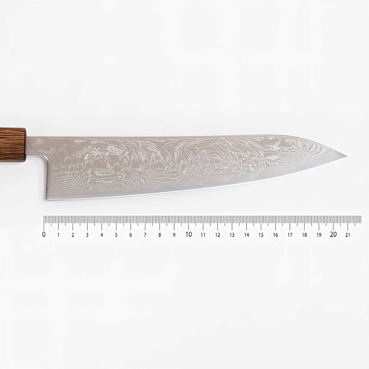 OUL 10A Damascus Uzu Japanese Chef's Knife 210 Black Oak Handle | Samurai Masterpieces