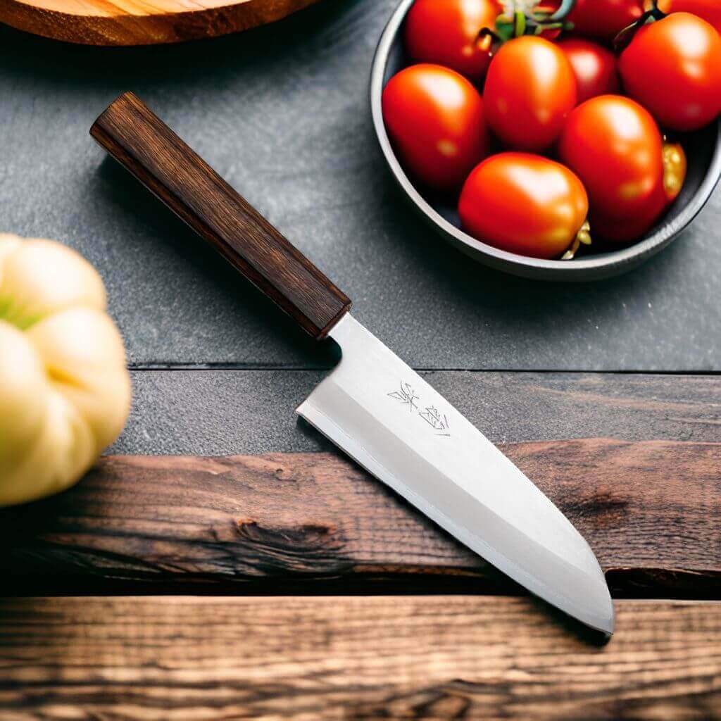 OUL White1 Japanese Santoku Knife 165 Burnt Oak Handle | Samurai Masterpieces