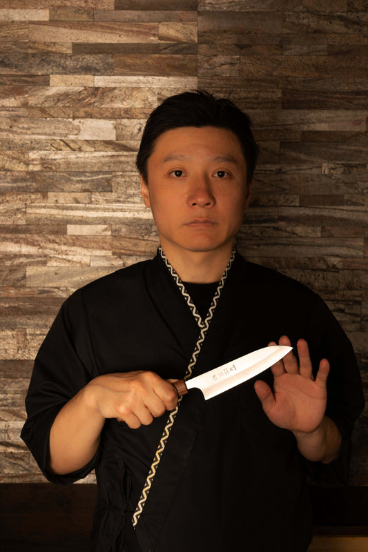 Petty Knife 150mm (5.9") – Hitachi SLD+SUS – Oak & Rare Wood Handle