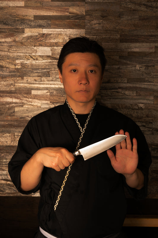 Santoku Knife 180mm (7.1") – High-Speed Steel – Black Pakka Wood Handle