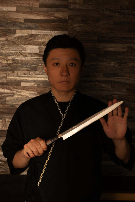 Sashimi Knife 300mm (11.8") – High-Grade Stainless Steel – Ebony Handle – One-of-a-Kind (Mirror Finish)