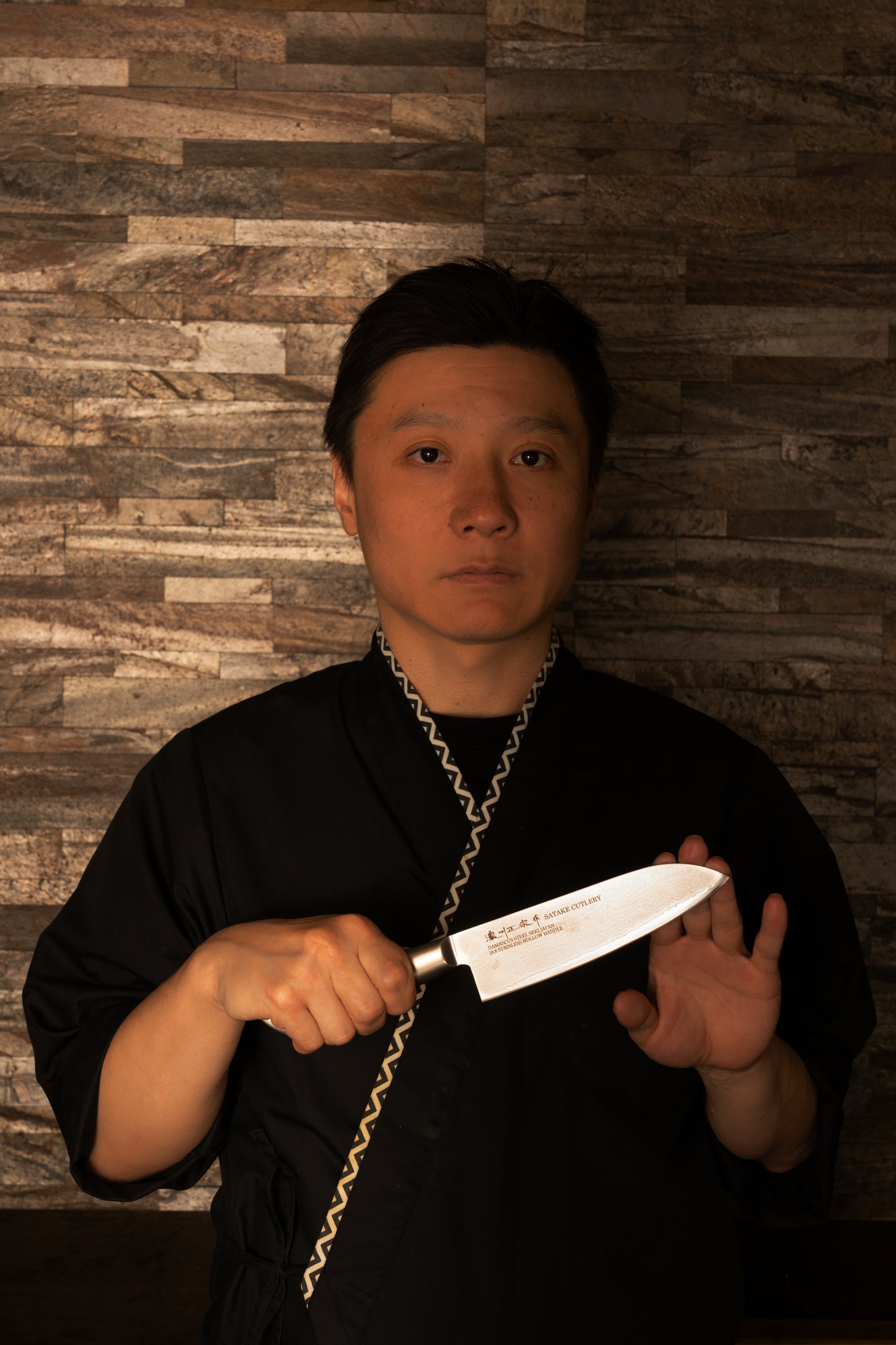 Santoku Knife 170mm (6.7") – Damascus AUS10 – 18-8 Stainless Steel Handle