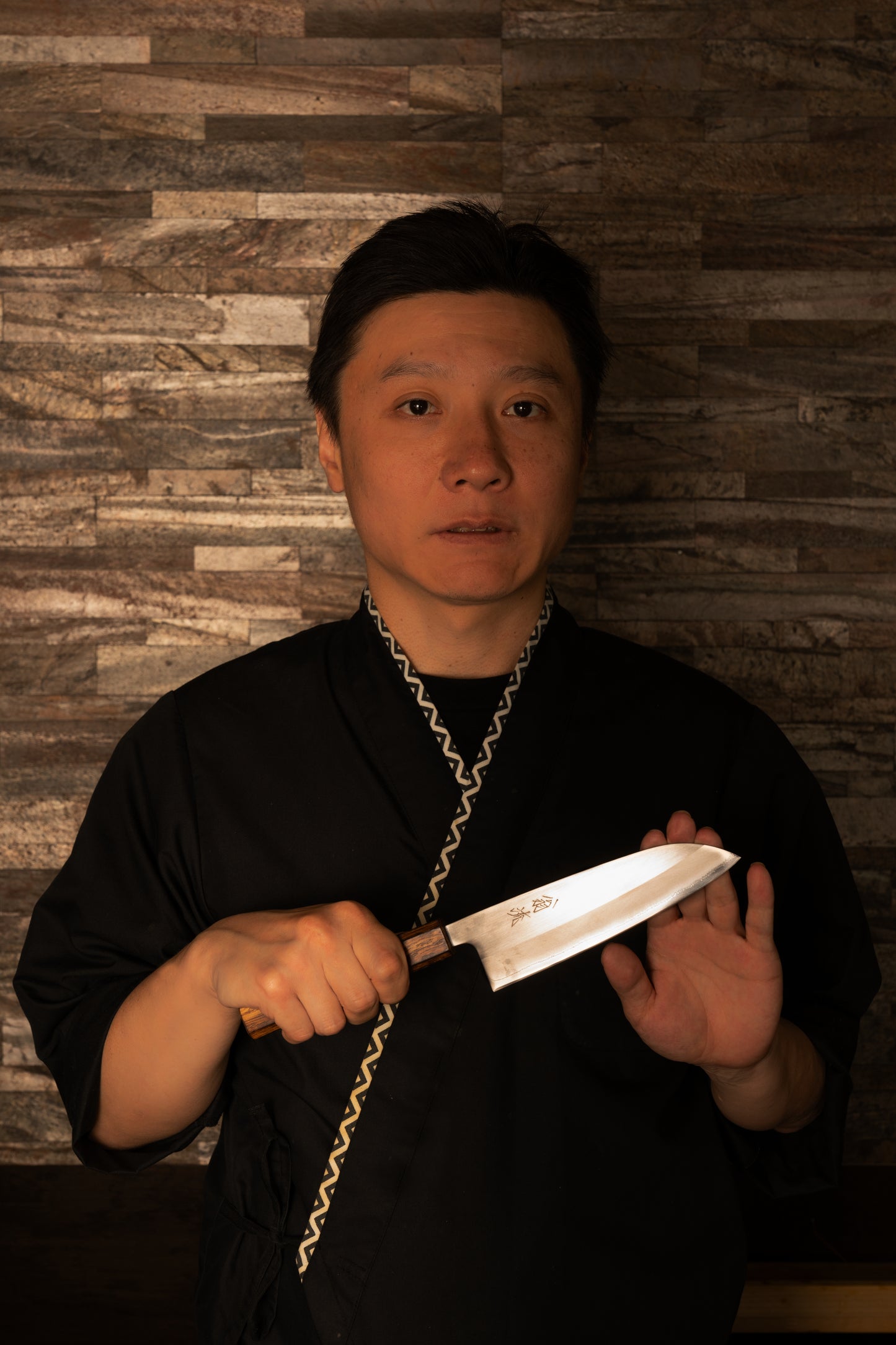 Santoku Knife 165mm (6.5") – Shirogami No.1 – Burnt Oak Handle