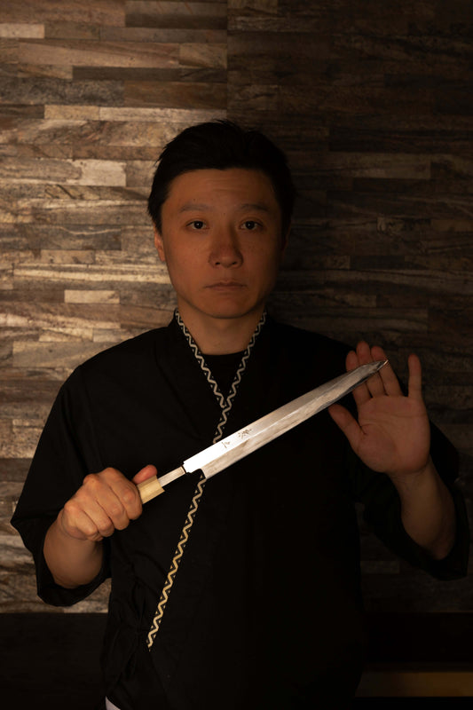 Sashimi Knife 270mm (10.6") – High-Grade Stainless Steel – Natural Wood Handle – One-of-a-Kind (Yanagiba Style)