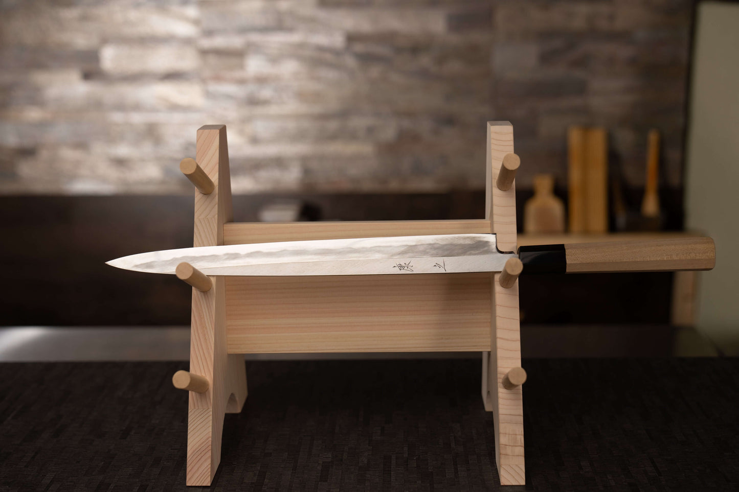 Sashimi Knife 300mm (11.8") – Blue Steel – Natural Wood Handle – One-of-a-Kind (Fugubiki Style)